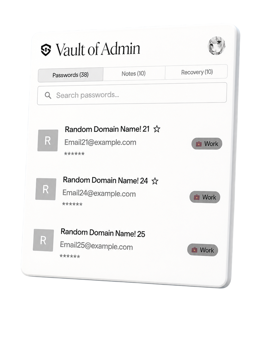 Sycryptic browser extension main interface showing saved passwords